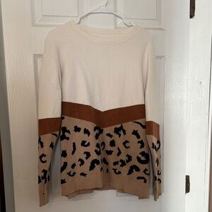 Leopard Print Colorblock Sweater